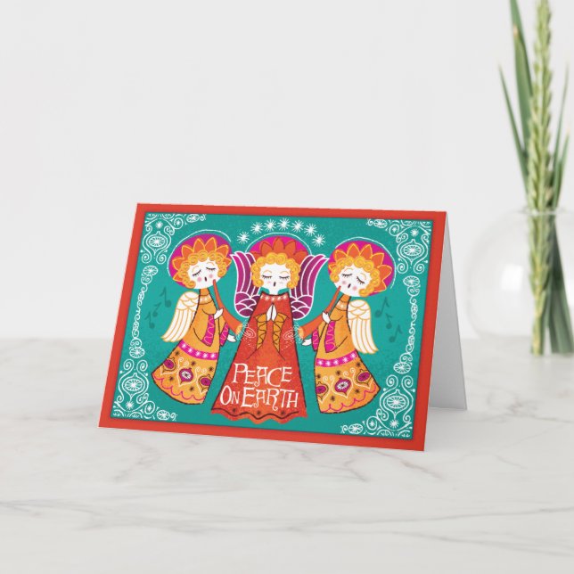 Illustrated Angels Peace On Earth Christmas Cards (Front)