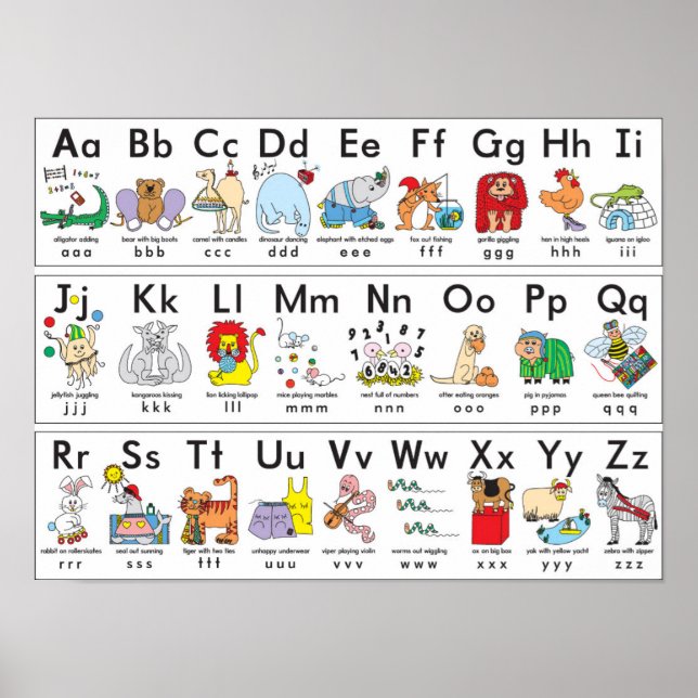 Illustrated animal alphabet background poster (Front)
