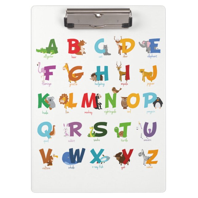 Illustrated animal alphabet letters clipboard (Front)