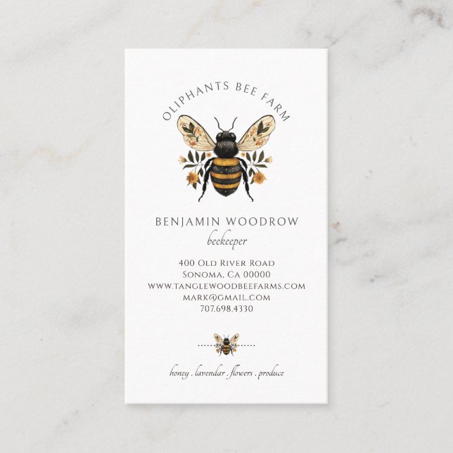 Illustrated Apiary Beekeeper Business Card (Front)