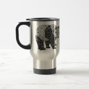 Illustrated Artsy Floral Panda Travel/Commuter Mug