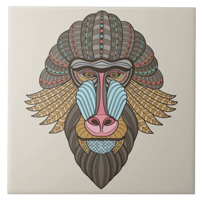 illustrated Baboon Tile (Front)