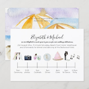 Illustrated Beach Wedding Timeline Invitation
