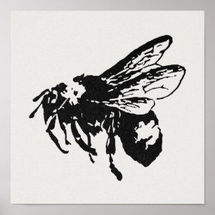 Illustrated Bee Art Poster