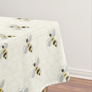 Illustrated Bees Yellow Black Insect Animal Tablecloth