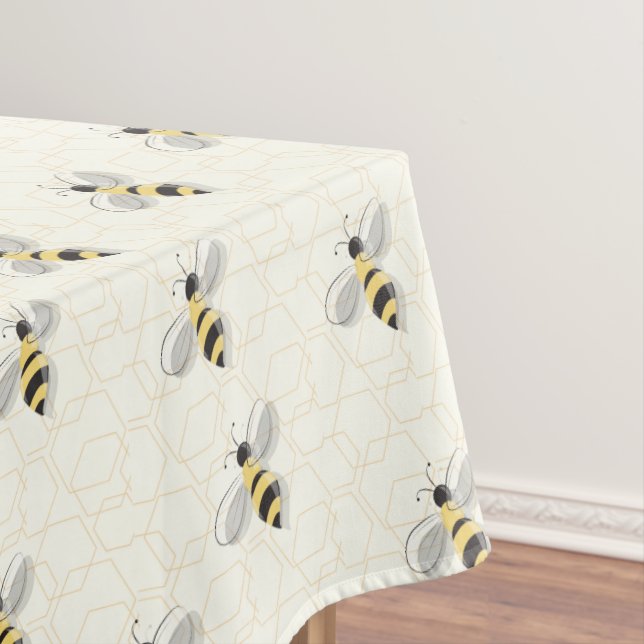 Illustrated Bees Yellow Black Insect Animal Tablecloth (In Situ)