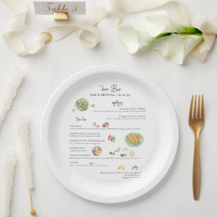 Illustrated Bespoke   Taco Bar Wedding Menu Paper Plate