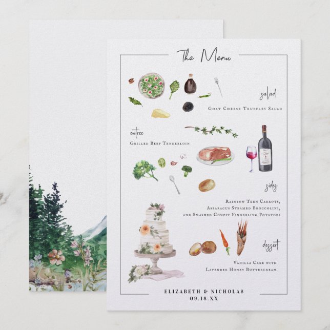 Illustrated Bespoke | Wedding Menu (Front/Back)