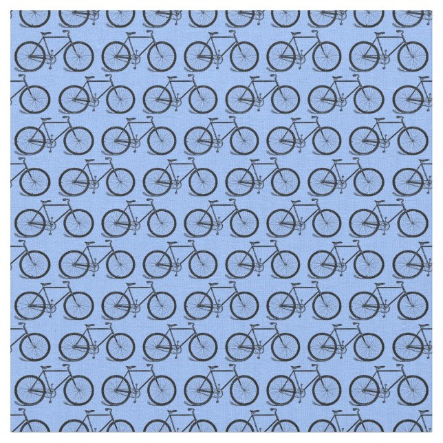 Illustrated Bikes Bicycle Art CUSTOM COLOR Fabric (Close Up)
