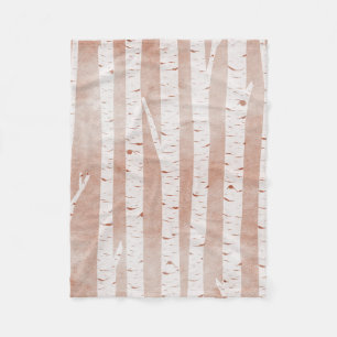 Illustrated Birch Trees Fleece Blanket