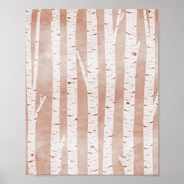 Illustrated Birch Trees Poster (Front)