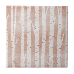Illustrated Birch Trees Tile
