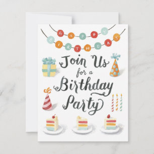 Illustrated Birthday Party Invitation