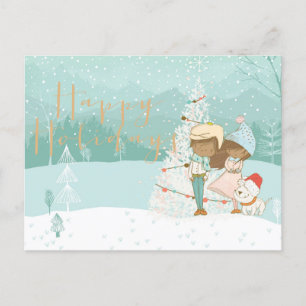 Illustrated Black Children Winter Greeting Card