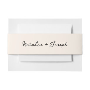 Illustrated Black Handwritten Retro Fun Wedding Invitation Belly Band