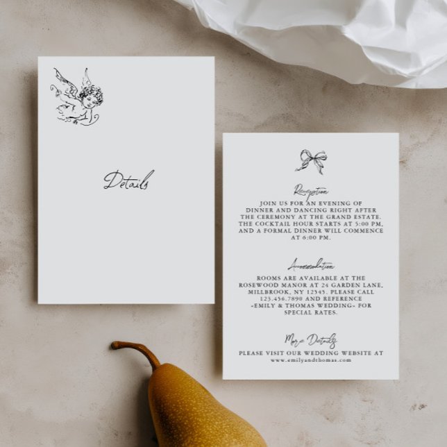  illustrated Black & White Wedding Details Card (Creator Uploaded)