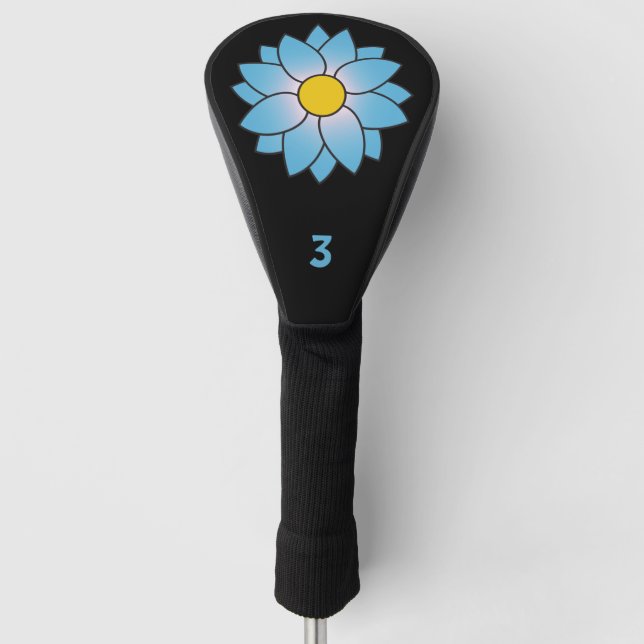 Illustrated Blue Daisy Head Cover (Front)