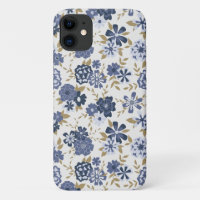 Illustrated Blue Vector Flowers Vines Botanical