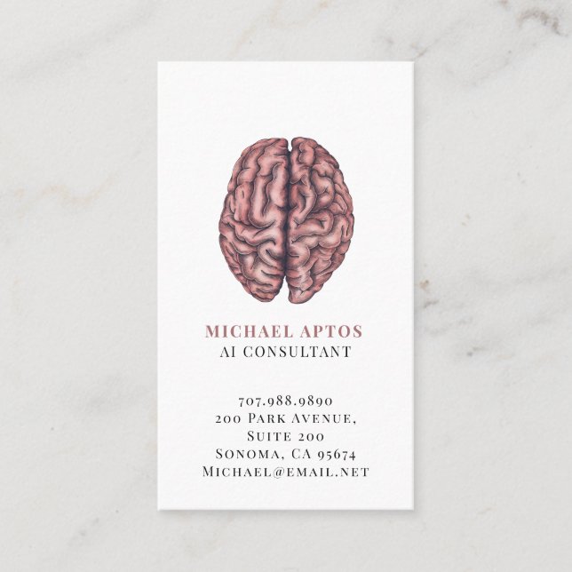 Illustrated Brain AI Consultant Business Card (Front)