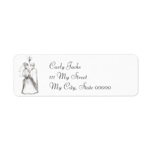Illustrated Bride & Groom Return Address