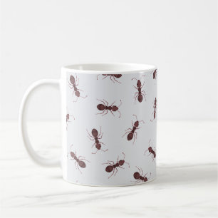 Illustrated Brown Ants on Off-White Coffee Mug