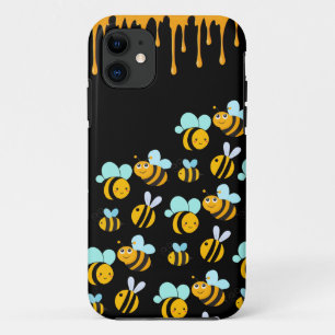 Illustrated Bumblebees Black Honey iPhone 11 Case