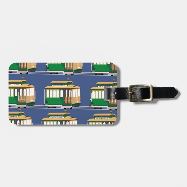 Illustrated Cable Car Pattern Luggage Tag (Front Horizontal)