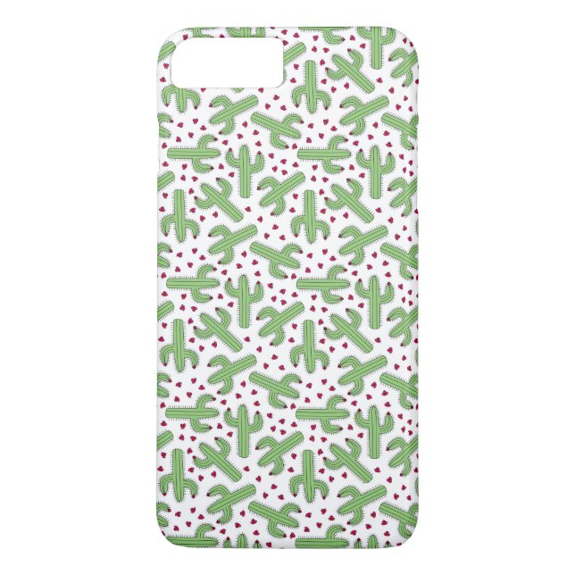 Illustrated Cactus & Pink Flowers Pattern Case-Mate iPhone Case (Back)