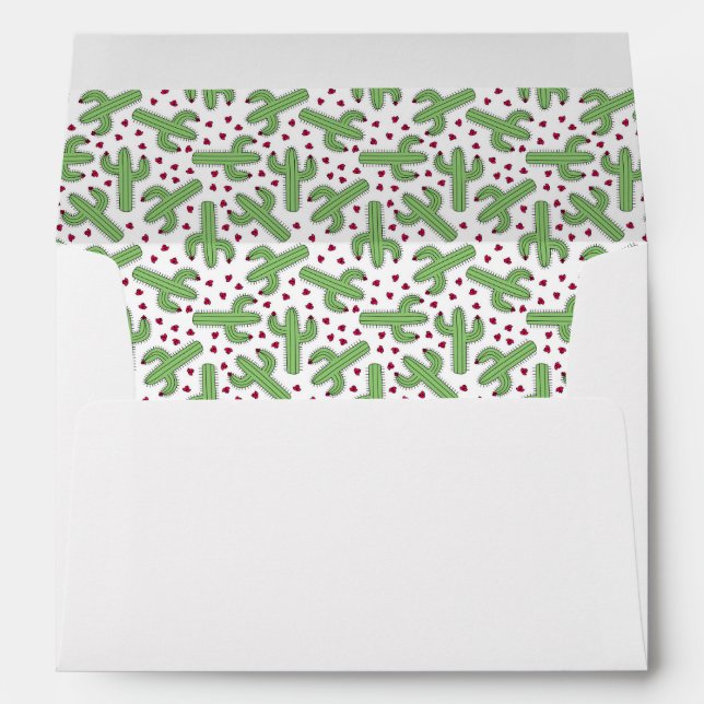 Illustrated Cactus & Pink Flowers Pattern Envelopes (Back (Bottom))