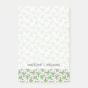 Illustrated Cactus & Pink Flowers Pattern Post-it Notes