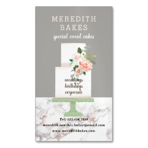 Illustrated Cake Designer Wedding Events Planner Magnetic Business Card