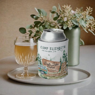 Illustrated Camping   Bachelorette Bridesmaid Can Cooler