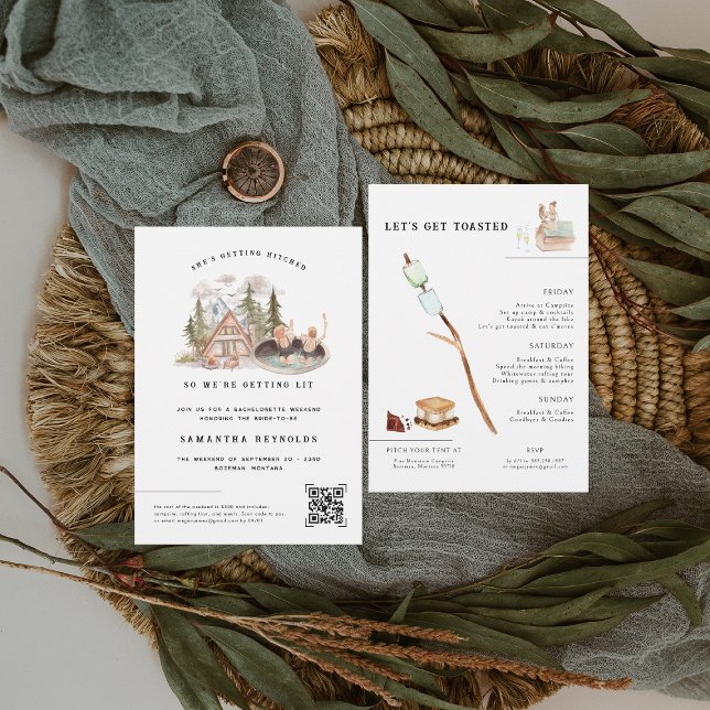 Illustrated Camping | Bachelorette Weekend Invitation (Creator Uploaded)