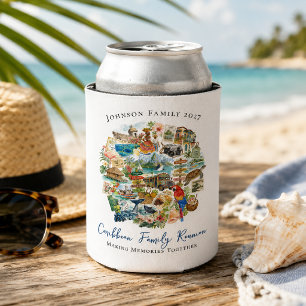 Illustrated Caribbean Family Reunion Can Cooler