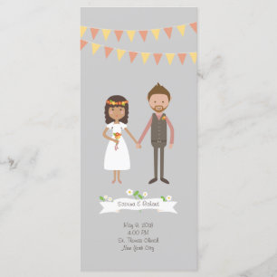 Illustrated Cartoon Couple Portrait Wedding Programme