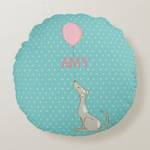 Illustrated Cartoon Dog Decor for Kids Round Cushion