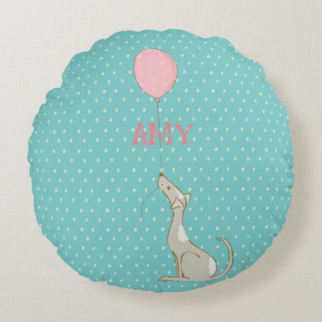 Illustrated Cartoon Dog Decor for Kids Round Cushion (Front)