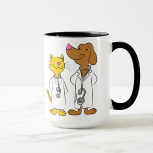 Illustrated cat and dog vets mug