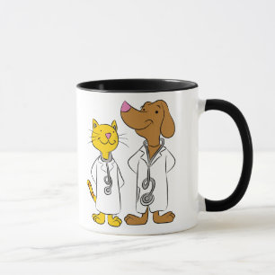 Illustrated cat and dog vets mug
