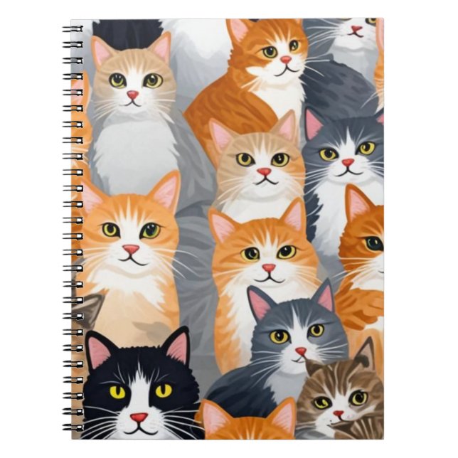 Illustrated Cat Crowd Notebook (Front)