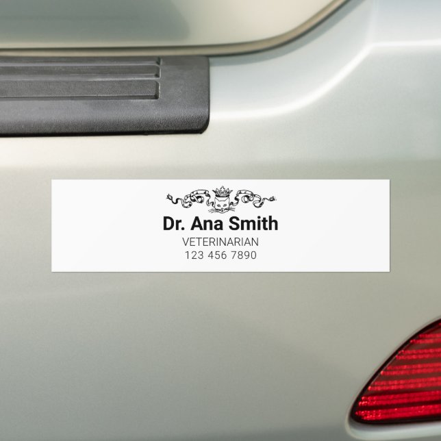 Illustrated cat veterinary profession business bumper sticker (On Car)
