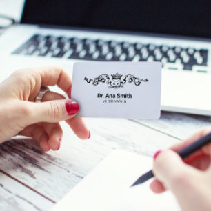 Illustrated cat veterinary profession business card