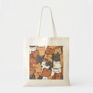 illustrated cats design tote bag