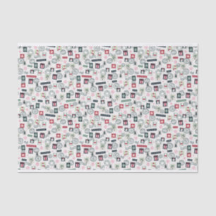 Illustrated Christmas Mail Stamps Tissue Paper