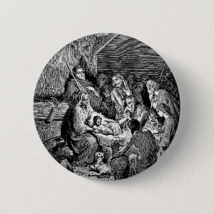 Illustrated Christmas Nativity Scene 6 Cm Round Badge