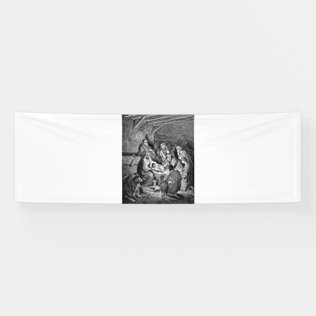 Illustrated Christmas Nativity Scene Banner (Horizontal)