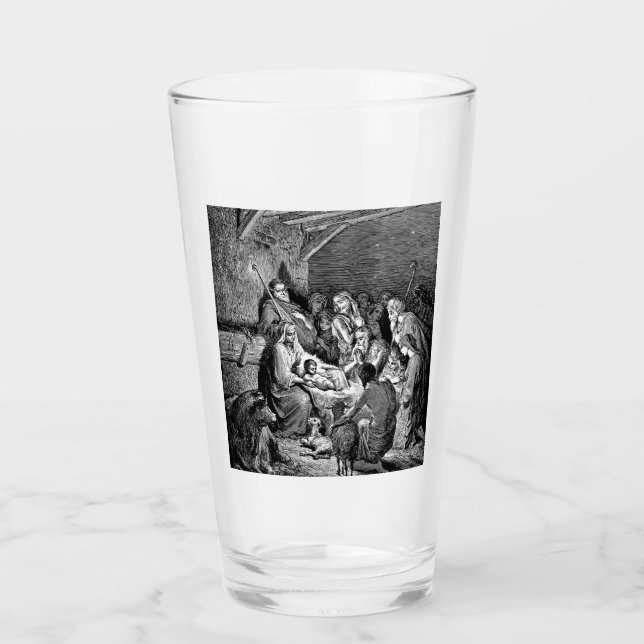 Illustrated Christmas Nativity Scene Glass (Front)