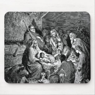 Illustrated Christmas Nativity Scene Mouse Mat