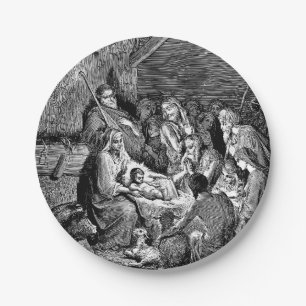 Illustrated Christmas Nativity Scene Paper Plate