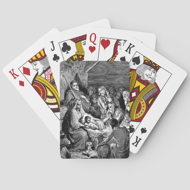 Illustrated Christmas Nativity Scene Playing Cards (Back)